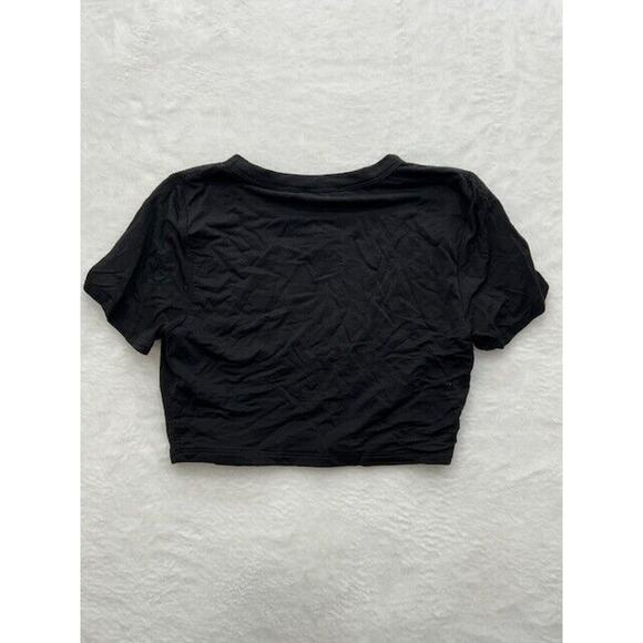 NWT Naked Wardrobe Cropped Top Crew Neck Short Sleeve Pullover Stretch Black S - Picture 6 of 8
